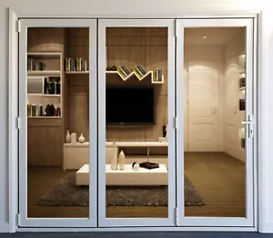 ALUMINIUM STACKING BIFOLD DOORS 3 PANEL, NEW 2410 x 2100h, 3L - WHITE, PRE ORDER - Picture 1 of 4