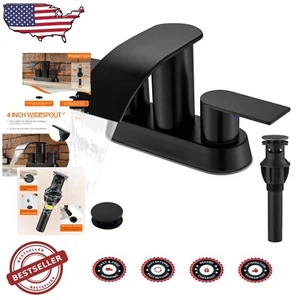 Lead-Free Stainless Steel Bathroom Faucet with Water Supply and Pop-Up Drain - Picture 1 of 10