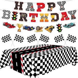 Race Car Party Decorations Include Race Car Happy Birthday Banner Race Car Table - Picture 1 of 2
