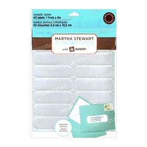 Etiquetas metálicas de lámina de plata Martha Stewart 2 x 4 dirección de boda inyección de tinta 42Pk - Imagen 1 de 5