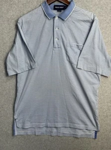 Polo Golf Ralph Lauren 100% Pima Cotton Blue White Striped Polo Shirt Blue Sz M - Picture 1 of 10