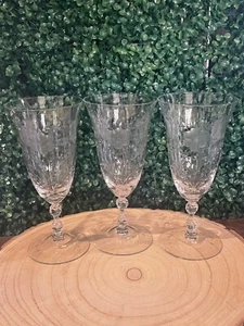 (3) WATER GOBLETS Glasses 7-3/4", Fostoria Crystal optic etched - Picture 1 of 7