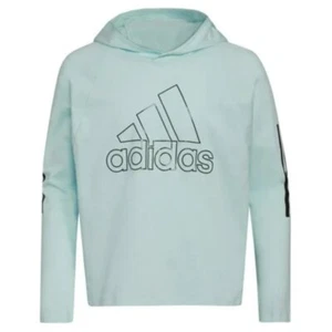 Girl's Adidas Long Sleeve Hooded Graphic Tee - Alms Blue - Medium - NWT - Picture 1 of 1