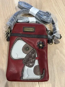 Chala Crossbody Shoulder Handbag Burnt Red Puppy Design - Picture 1 of 8