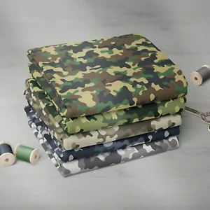100% Cotton Camouflage Camo Army Print Novelty Kids Children Craft Fabric | FQ - Picture 1 of 21