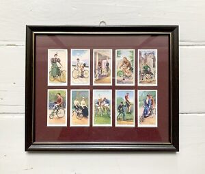 Framed Vintage John Players Cigarette Cards / Cycling / 10 x 8 Frame / Ex' Cond'