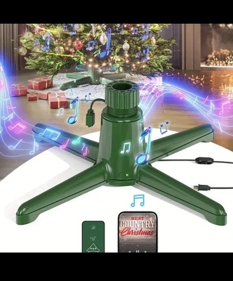 音乐旋转圣诞树支架,防倾斜无噪音,高达 9 英尺 120 磅  — 第 1/4 张图片