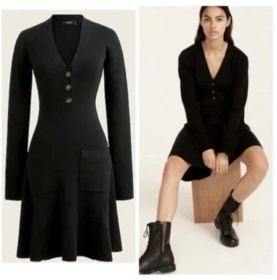 J-Crew Línea A Lana Merino Suéter-Vestido Mediano Academia Minimalista Grunge Oficina Foto 1 de 4