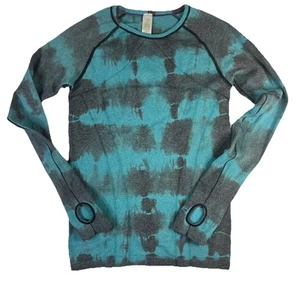 Ivivva by lululemon Girls' Long Sleeve Turquoise & Gray Fitted Shirt Size 12 - Picture 1 of 3