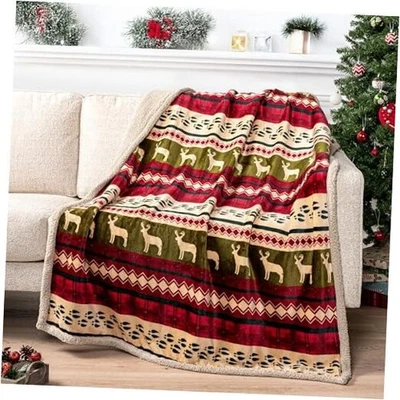  Manta de Navidad Premium Sherpa Fleece Throw | 50 x 60 pulgadas - Throw Red Foto 1 de 4