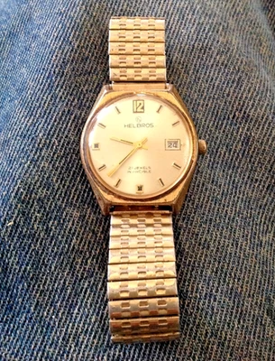 Винтажные мужские часы Helbros Западная Германия 21 камень механический механизм автоматическая дата - Изображение 1 из 4