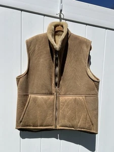 Sawyer Of Napa Men's Suede Sheepskin Shearling Vest Jacket XL Pueblo Of Sandia - Picture 1 of 10