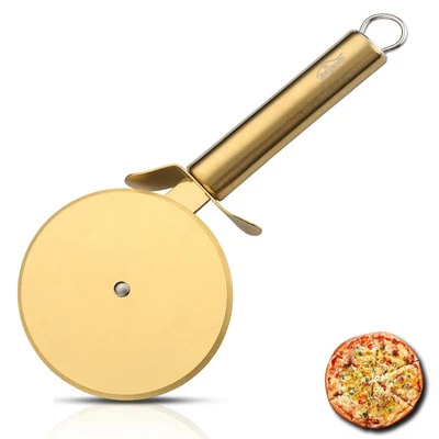 Pizza Wheel, Gold Titanium Plating Stainless Steel Pizza Cutter, Super Sharp ... - Image 1 of 4