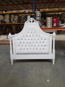 Double White Freestanding Headboard Solid Wood - End Of Line Sale Bargain - Picture 1 of 4