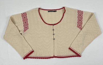 Cárdigan suéter de lana y alpaca Gudrun Sjoden grande recortado marrón rojo tejido Foto 1 de 4