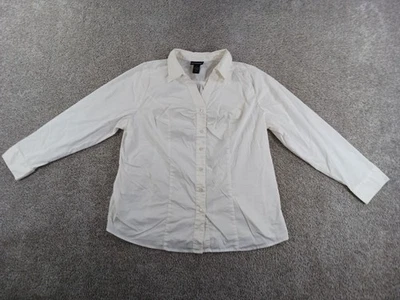 Camisa Lane Bryant 18 para mujer manga larga abotonada blanca mezcla de algodón Foto 1 de 4