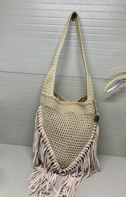 Bolso Hobo The Sak Back To Bali Crochet con Flecos Beige ~ ¡MUY BUEN ESTADO! Foto 1 de 4