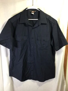 Combat Cloth Blue XL Polyester Blend Short Sleeve Button Up Shirt B12 - Picture 1 of 4