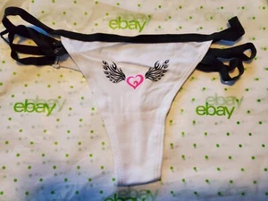 Rue 21 Women's Thong Panties LARGE Strappy Sides Pink Heart W Wings White - Picture 1 of 2
