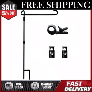 Garden Flag Stand-Holder-Pole with Garden Flag Stopper and Anti-Wind Clip for... - Picture 1 of 8