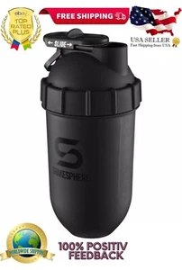 ShakeSphere Tumbler Protein Shaker Bottle 24oz Capsule Shape Mixing Matte Black - Picture 1 of 8