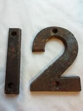 Two Antique Cast Iron Numbers 12 Architectural Salvage 4 Inches High