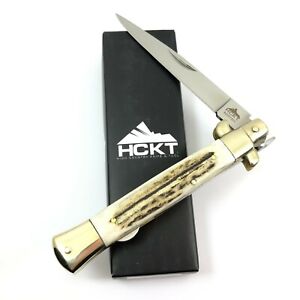 High Country Stiletto Style Lockback Knife STAG Handles HCKT + Box 4802-MR