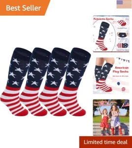Unisex Kids Knee High Sports Socks - 4 Pairs in Vibrant Designs, Sizes 6-14 - Picture 1 of 9