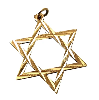 Colgante de protección judía estrella de David en oro rosa macizo de 14 k Judaica Foto 1 de 4