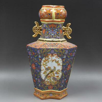 Chinese Colour Enamel Porcelain Qing Yongzheng Flower Bird Design Vase 10.8 Inch • 76.78$