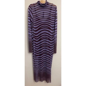 Abito nuovo con etichette AFRM Violet Wave maglia girocollo midi L/S senza spalline sotto XL - Foto 1 di 8