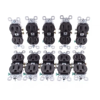 10 Pass & Seymour Brown Receptacles Duplex Outlet 15A 125V NEMA 5-15R 3232 - Image 1 of 4