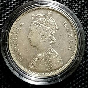 RARE 1862 INDIA "QUEEN VICTORIA" 1 Rupee Silver Coin Ø30mm(+FREE1 coin) #12782