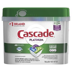 Cascade Platinum ActionPacs Dishwasher Detergent, Fresh Scent, 48 Count