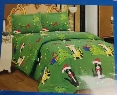 Edredón navideño vintage The Paragon Full Queen 2 gatos navideños falsos Foto 1 de 4