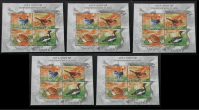 India 2006 Endangered Birds of India Miniature sheet Fauna Plants x lot of 5 Pcs - Image 1 of 4