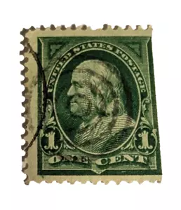 Francobollo 1 centesimo Benjamin Franklin verde blueseye Scott #552 - Foto 1 di 4