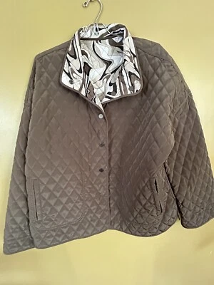 Hilary Radley 轻质棕色夹克,尺寸 L,断风包 — 第 1/4 张图片