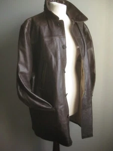 JEFF BANKS leather JACKET COAT large 44 42 mens over distress soft relax brown - Picture 1 of 23