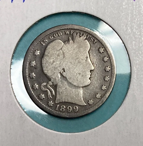 1899 P Barber Quarter ~ Old United States Silver Coin Cover