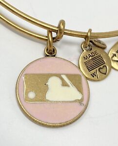 Alex & Ani MLB Pink Logo Gold Tone Bangle Bracelet Baseball Adjustable 2014 