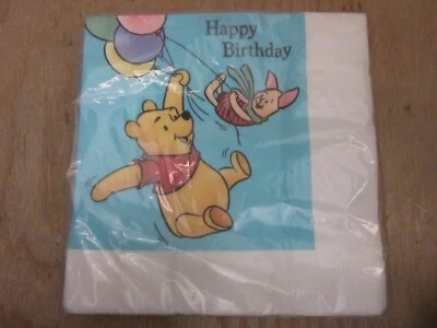 16 guardanapos Winnie The Pooh 1º 2º 3º 4º 5º - balões de festa feliz aniversário - Imagem 1 de 4