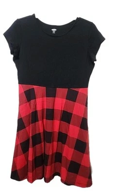 Girl's- Old Navy Short-Sleeve Jersey Dress- Red & Black- Size: XL(14/16) PLUS - Image 1 of 4