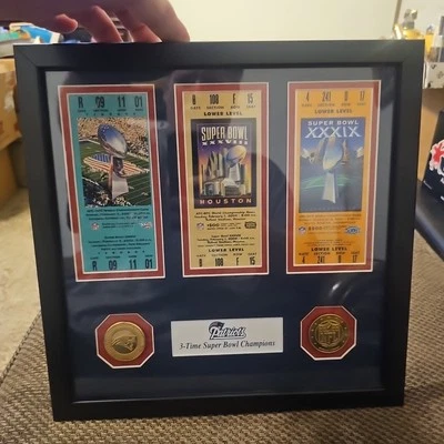 Colección de entradas de los New England Patriots 3 veces campeones del Super Bowl certificado de autenticidad  Foto 1 de 4