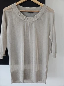 Pied A Terre Top Sheer Beige Gold 100% Silk Womens UK16 New - Picture 1 of 10