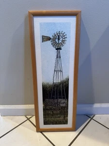 Pintura de artista de colección Charles Sizemore Illinois enmarcada y firmada granja y molino de viento - Imagen 1 de 12