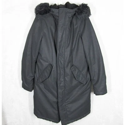 Abrigo Parka con Capucha Borde de Piel Sintética Negro Zara Mujer M Invierno Cálido Chaqueta Acolchada Foto 1 de 4