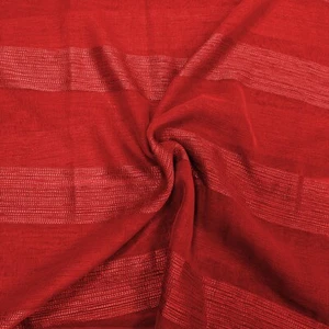 Abito 3 metri ricamo righe tessuto crepe larghezza 80" 100% poliestere rosso vibrante - Foto 1 di 2