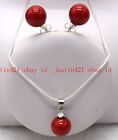 Natural 8/10/12/14Mm Multicolor Shell Pearl Pendant Necklace Earrings Set 16-24"