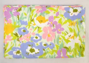 Vintage 1970s Sears Perma Prest Percale Floral Twin Flat Sheet New Old Stock - Picture 1 of 7